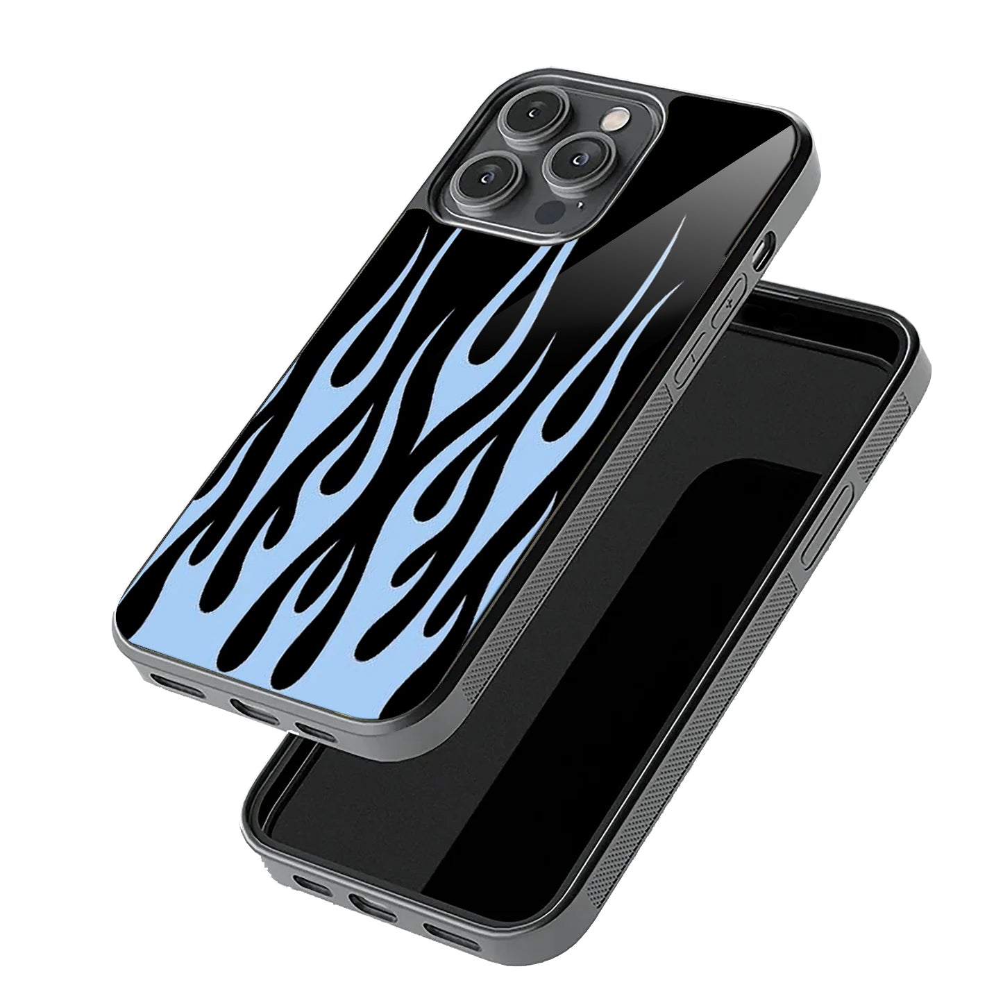 Y2K Retro Blue Flames Case | Glass Case