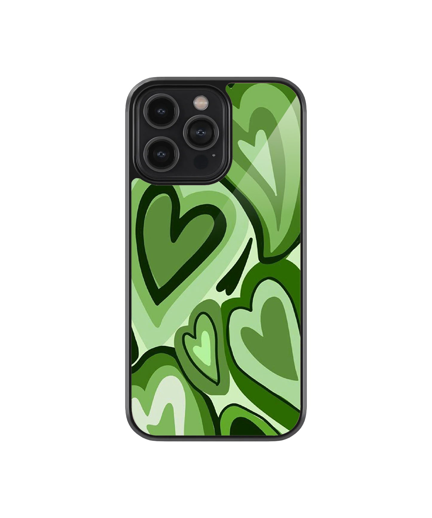 Y2K Little Hearts Green Case | Glass Case