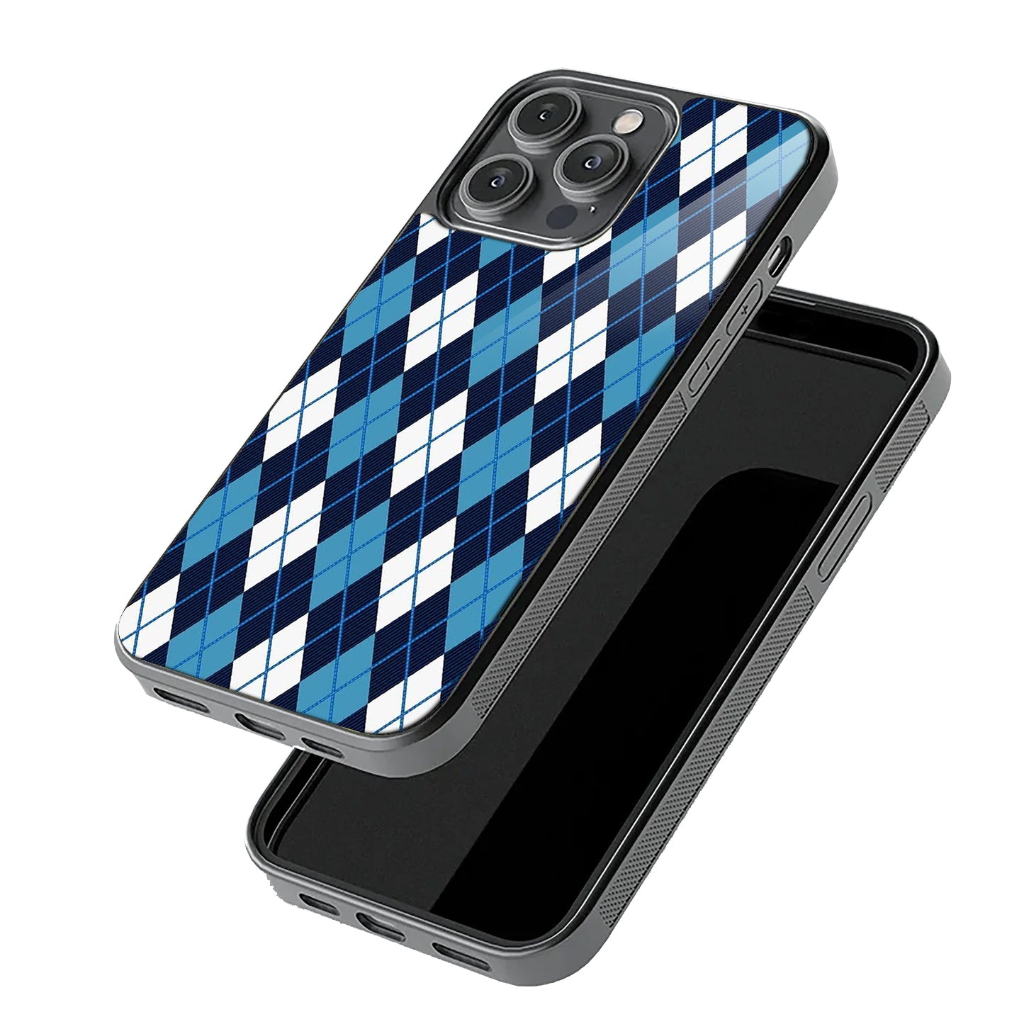 White&Blue Argyle Case | Glass Case
