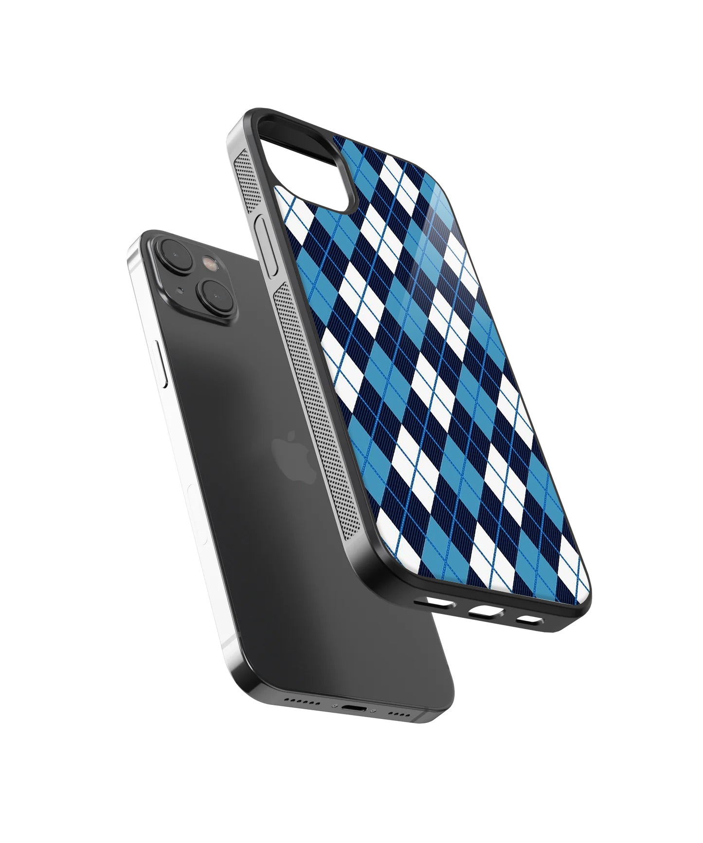 White&Blue Argyle Case | Glass Case