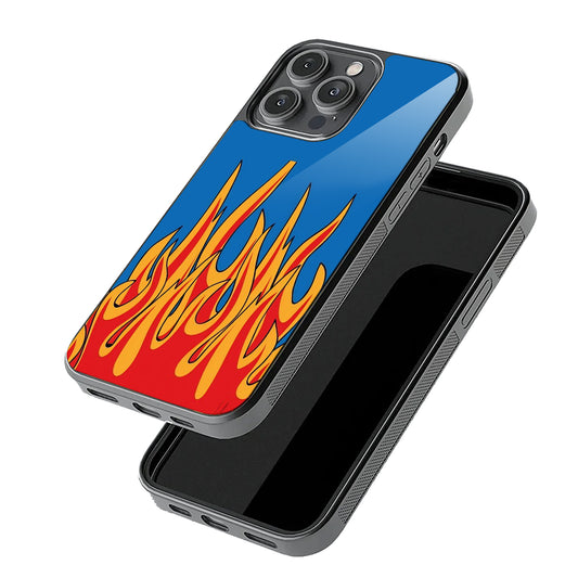 Retro Red Flames Case | Glass Case