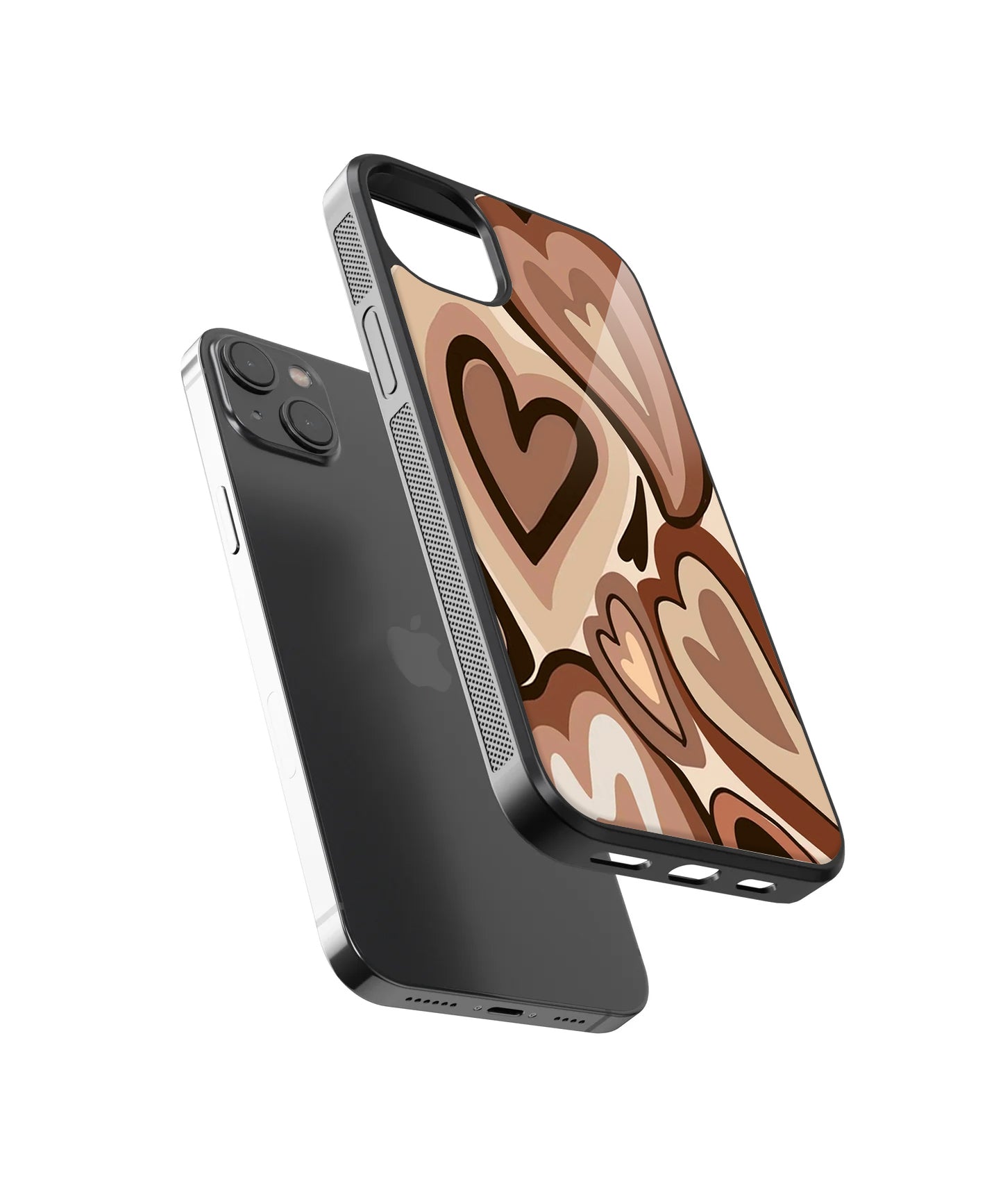 Y2K Little Hearts Brown Case | Glass Case