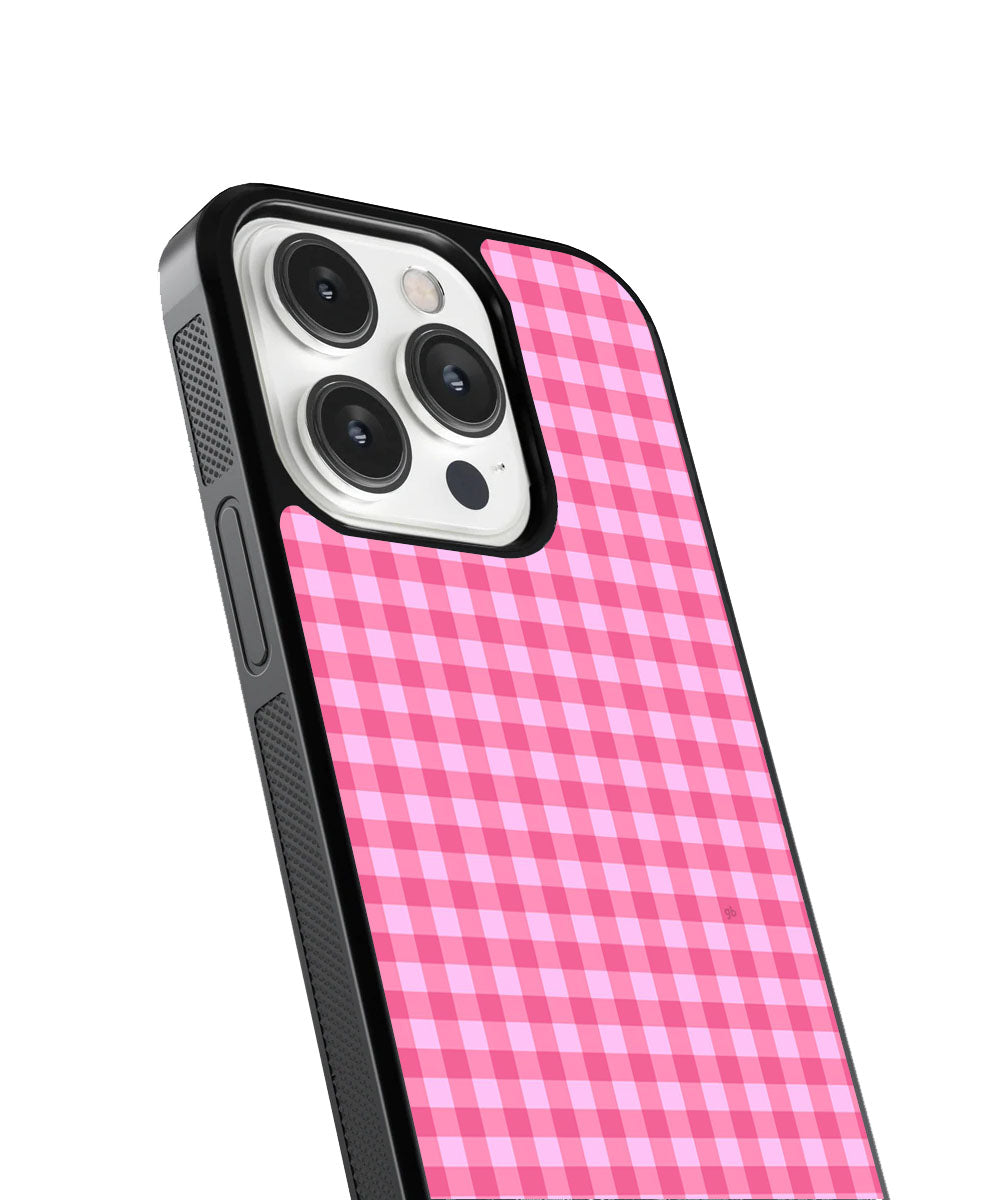 Pink Checkered Case | Glass Case