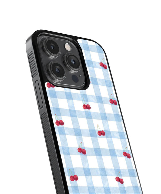 Pastel Blue Checkered Case | Glass Case