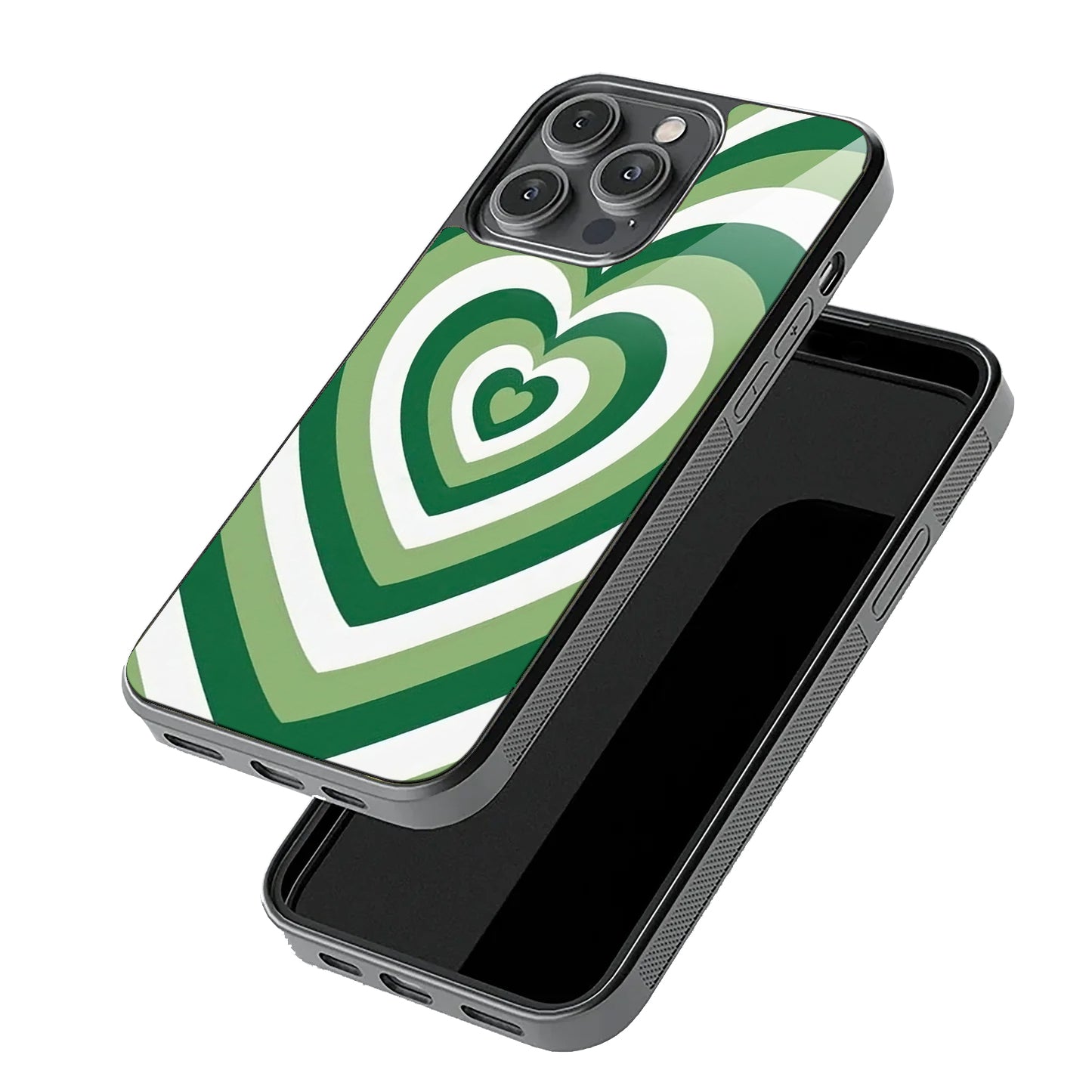 Retro Y2k Green Hearts Case | Glass Case