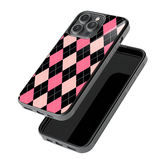 Pink Black Argyle | Glass Case