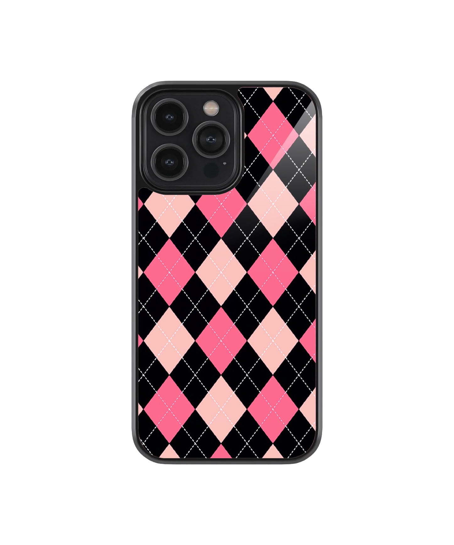 Pink Black Argyle | Glass Case