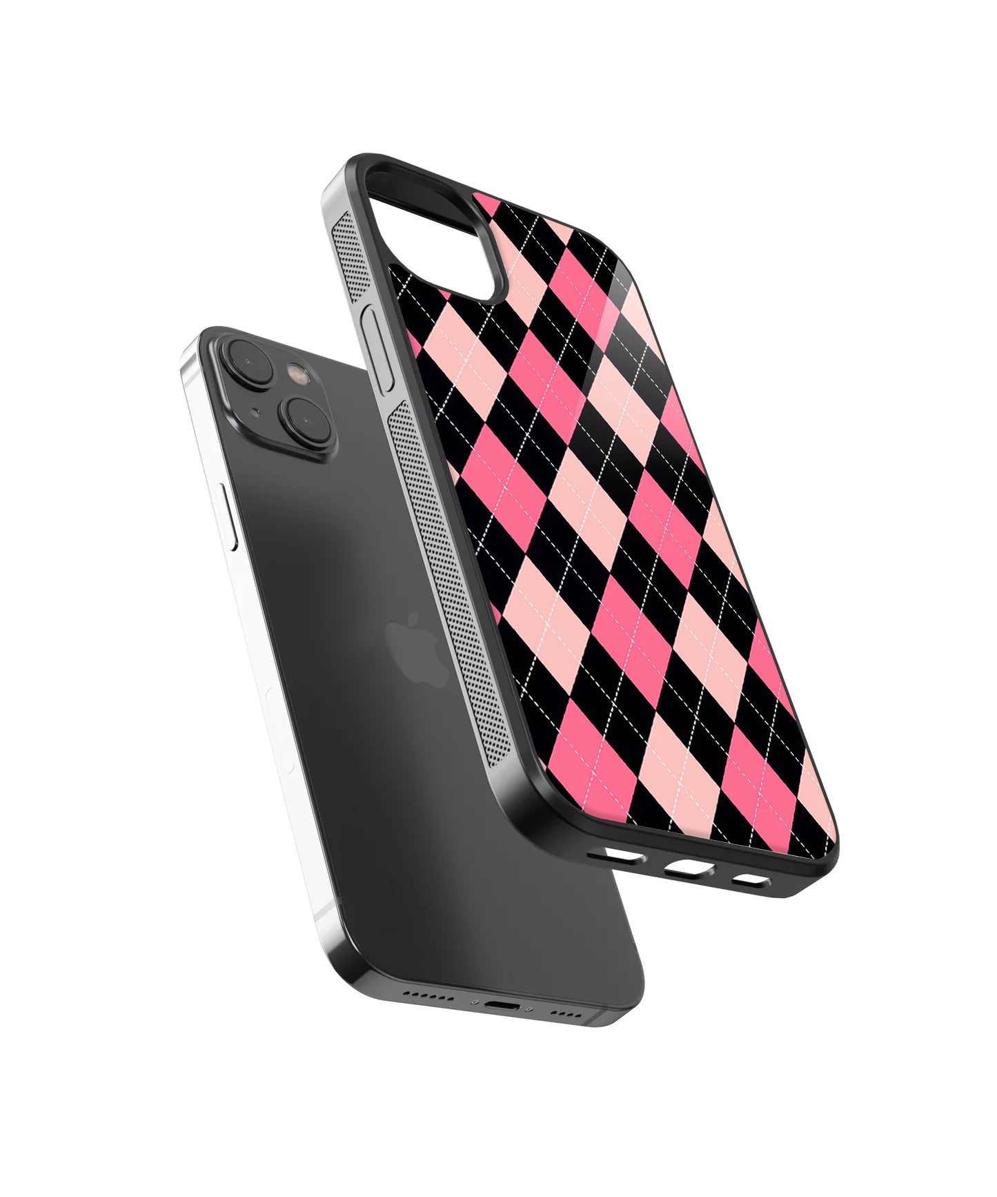 Pink Black Argyle | Glass Case